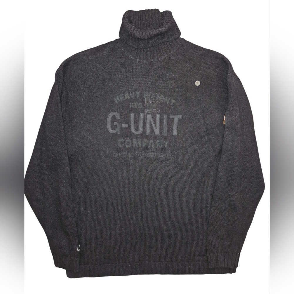 Vintage Y2K G-Unit 50 Cent Men's  Lambswool Black Turtleneck Sweater 2XL